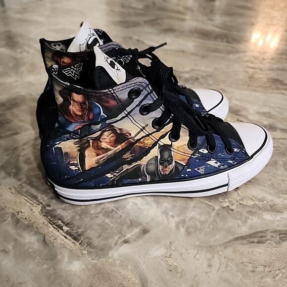 Converse DC Comic Justice League Hi Tops Batman Superman Wonder Woman Sz 7 - Picture 2 of 9